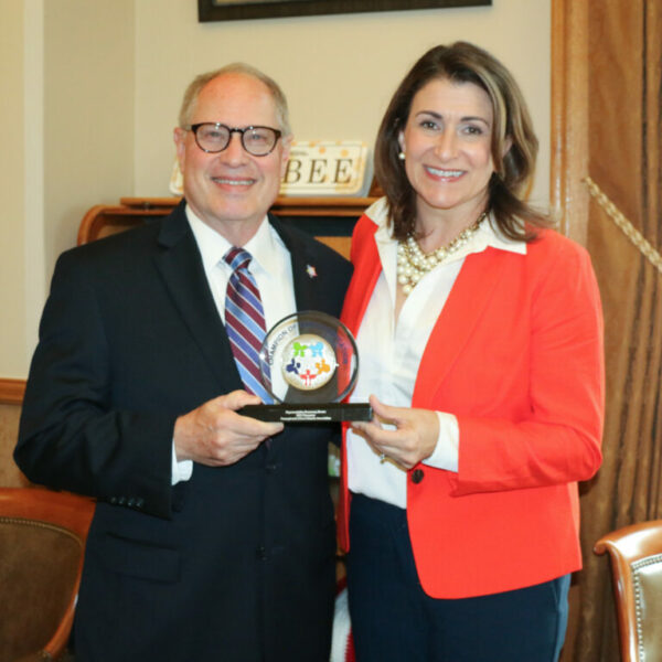 Rep. Brown presented award by PSBA Immediate Past President Art Levinowitz