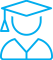 Person with graduation cap icon in blue